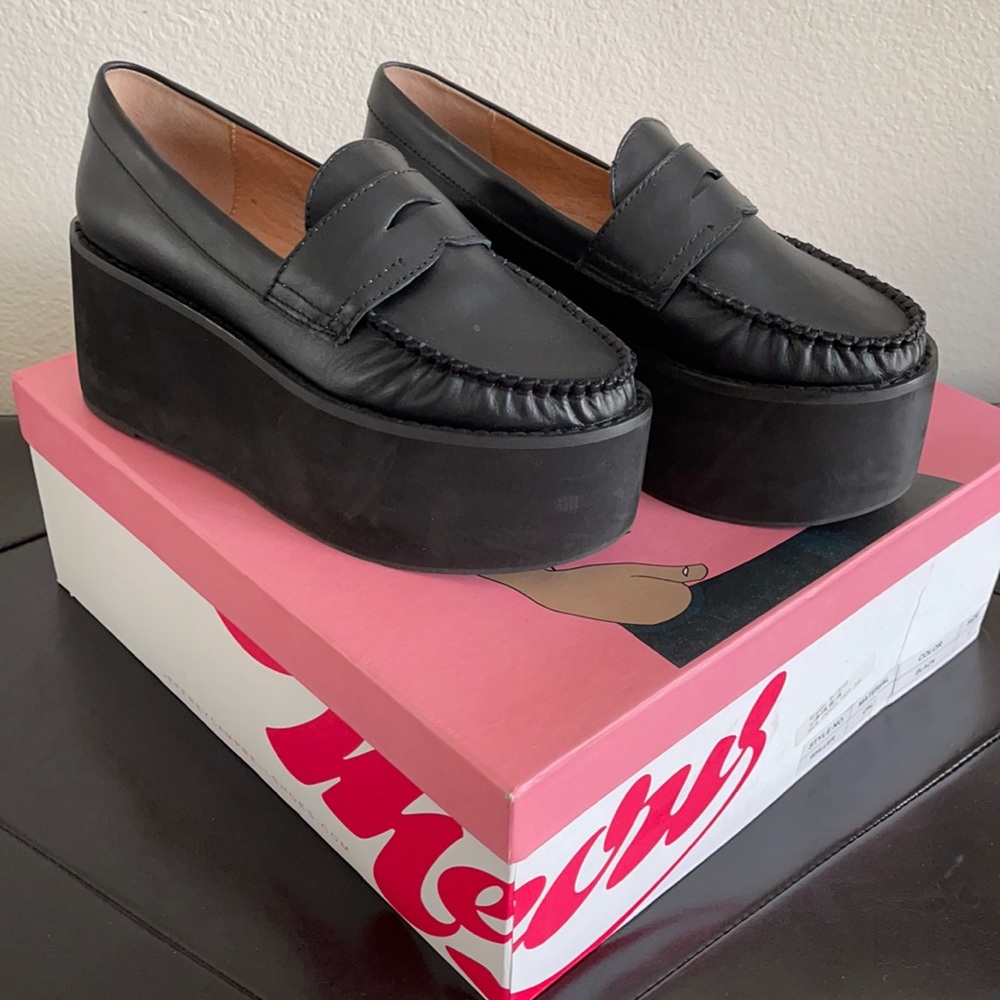 Jeffrey Campbell Black Platform Leather Loafers